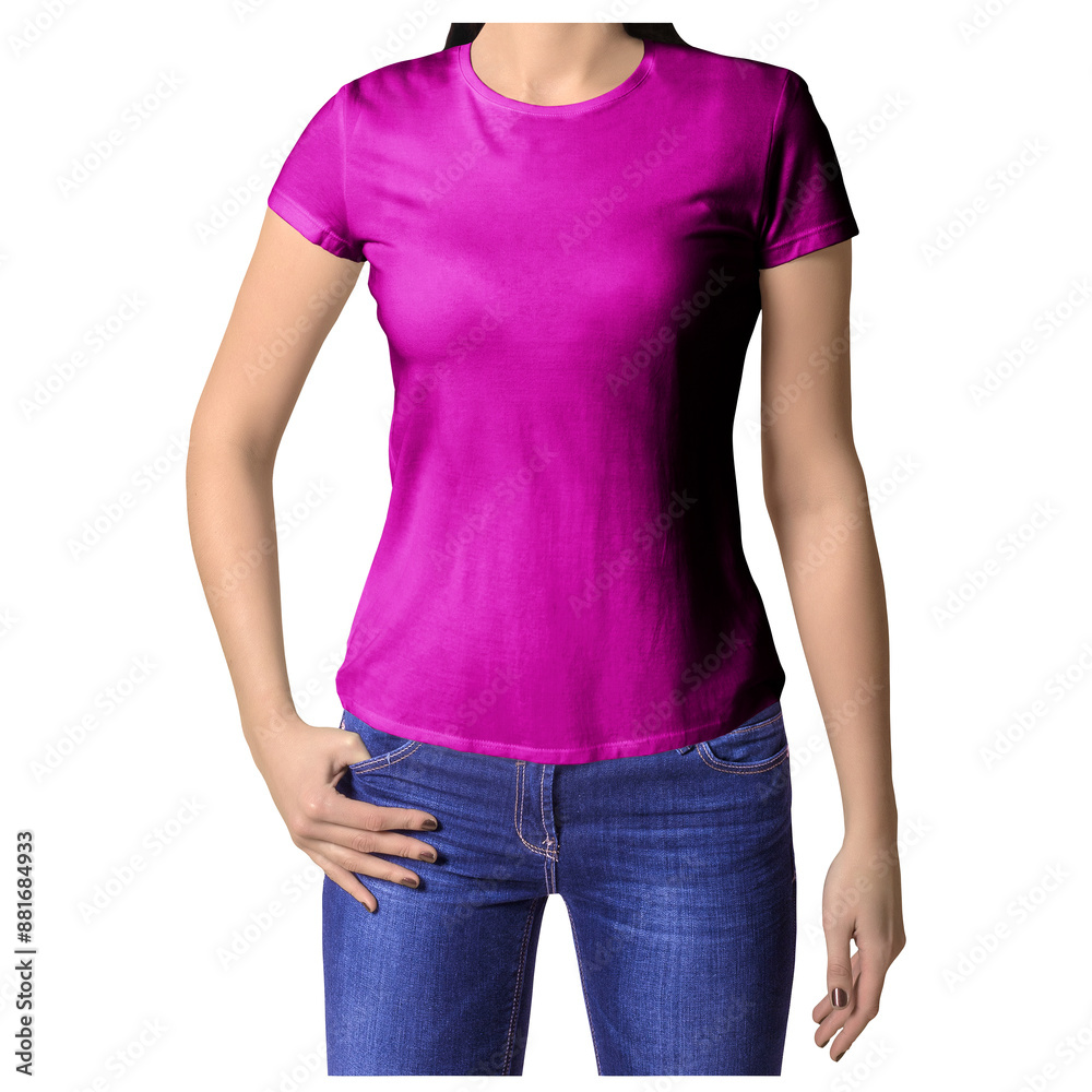 A clean Front View Stylish Crew Neck T Shirt Mockup In Striking Purple Color, to help you present your designs beautifully.