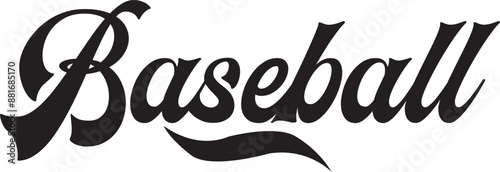 Text Tails Swoosh Baseball Sign, Typography font with ornamental vector. EPS 10/AI