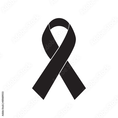 vector flat icon black ribbon condolence symbol