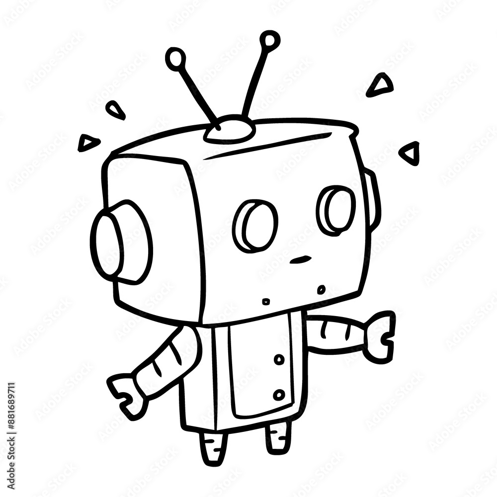 Surprised Robot Line Art Surprised Robot Line Art