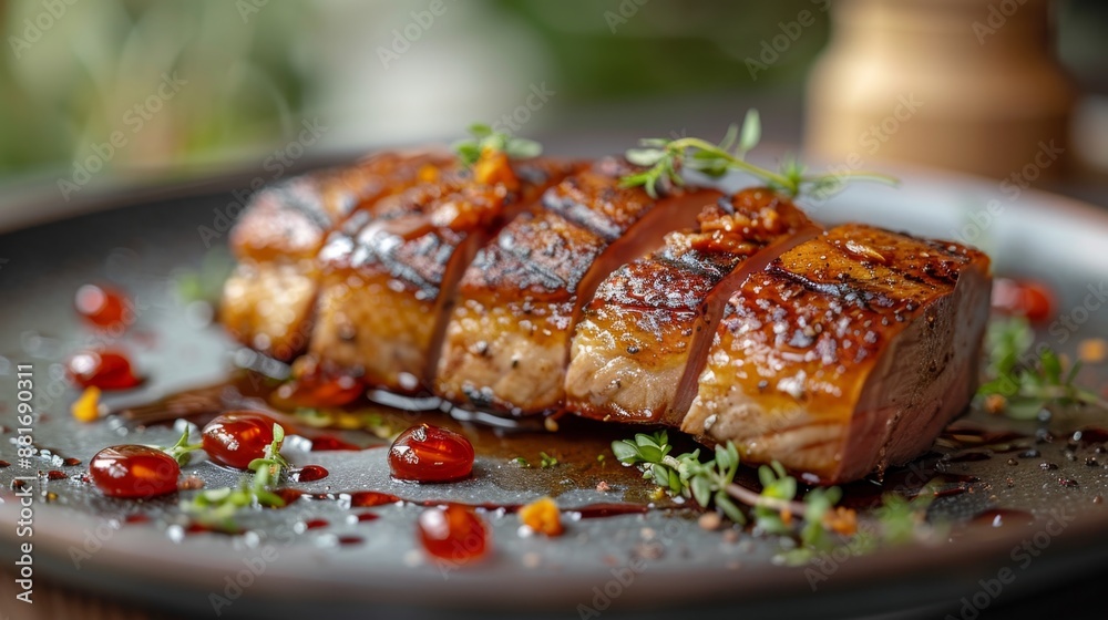 Delicious Gourmet Duck Breast Dish - Generative AI