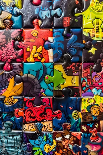 Wallpaper Mural A puzzle with many different pieces of graffiti. Torontodigital.ca