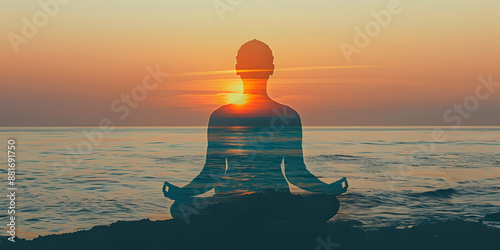 Wallpaper Mural Serene Meditation at Sunset by the Ocean  Achieving Tranquility and Mindfulness Through Yoga in a Breathtaking Coastal Setting Torontodigital.ca