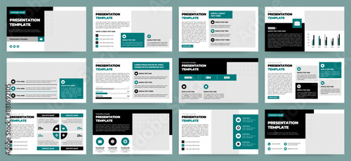 Modern presentation slide templates. Infographic elements template set for web, print, annual report brochure, business flyer leaflet marketing and advertising template. Vector Illustration. photo