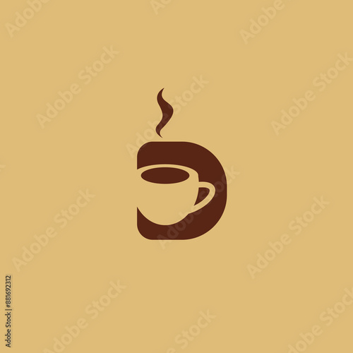 D Coffee Cup Logo vector Illustration. Coffee Shop Logo