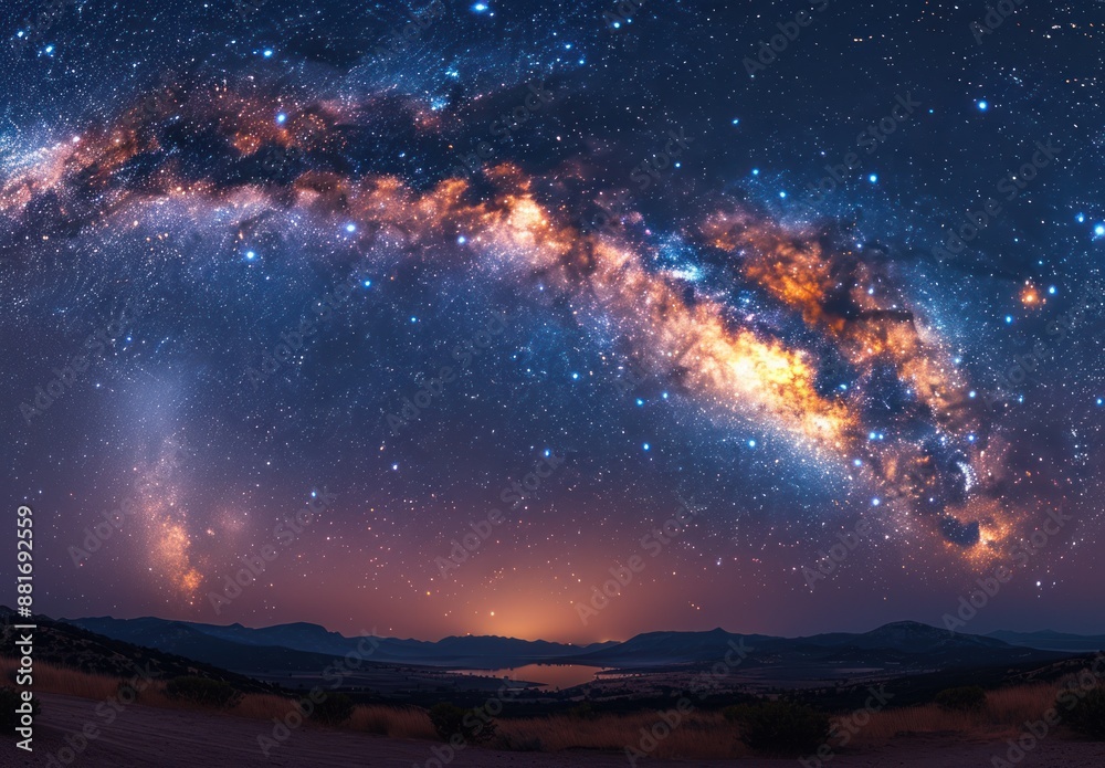Milky Way Galaxy Over a Mountain Range