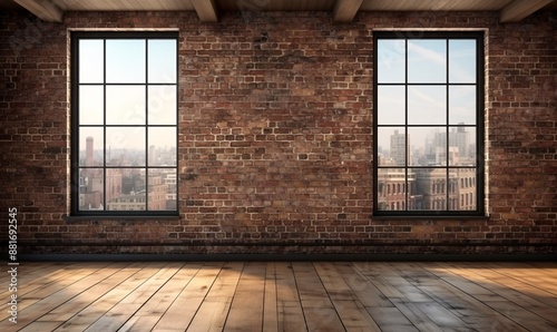 Fototapeta Naklejka Na Ścianę i Meble -  Interior of unfinished repair room with brick wall and window