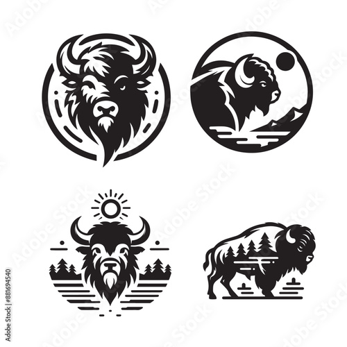 Bison mascot illustration logo design