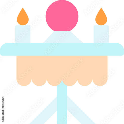 Vector Icon Table, Candle, Crystal Ball, Magic, Fortune Teller