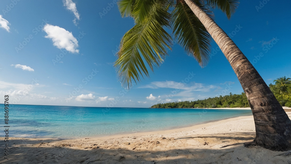 beach with palm trees, A coconut palm tree on the beach and beautiful sea view in a sunny day, Coconut palm tree over summer beach sea. beach with palm trees, A coconut palm tree on the beach and beautiful sea view in a sunny day, Coconut palm tree over summer beach sea.