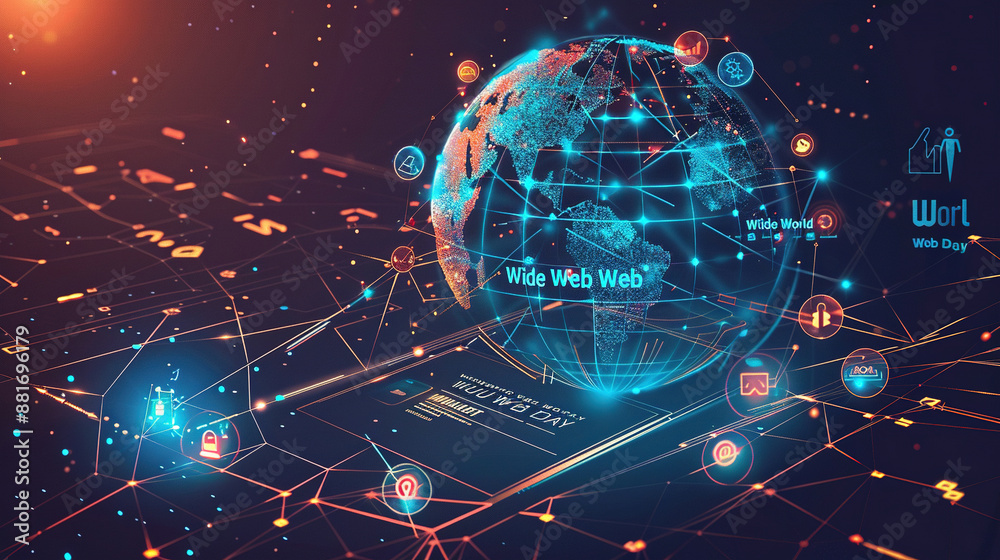 Fototapeta premium World wide web day concept with web poster