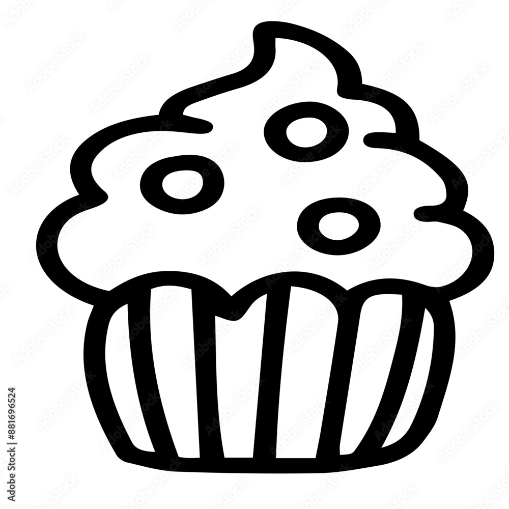 Hand drawn black and white color of cupcake design isolated on transparent background. Vector illustration.
Hand drawn black and white color of cupcake design isolated on transparent background. Vector illustration.