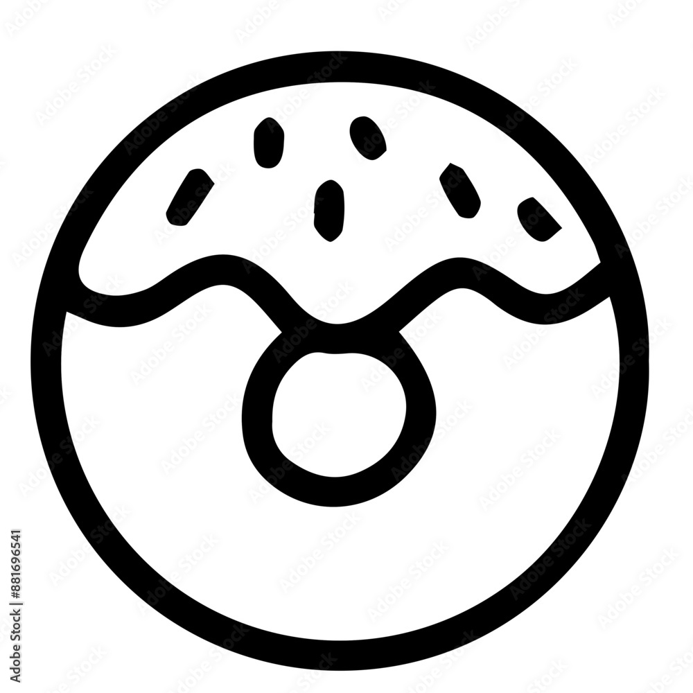 Obraz premium Hand drawn black and white color of donut design isolated on transparent background. Vector illustration. 