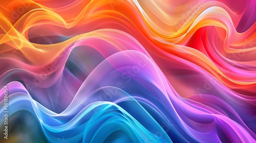 This abstract image showcases a vibrant combination of wavy lines in a spectrum of colors, creating a dynamic and fluid visual texture that's perfect for a variety of design projects. 