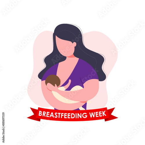 Vector illustration of World Breastfeeding Week social media feed template