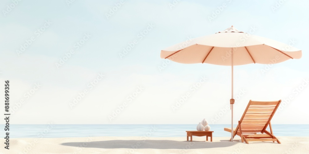 Beach chair and umbrella on the sandy beach. Beach chair and umbrella on the sandy beach.