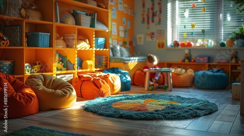 Bright and Cozy Children's Playroom - Generative AI photo