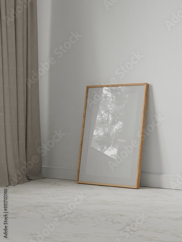 One blank mockup, frame in room, interior empty frame art background, 3D render