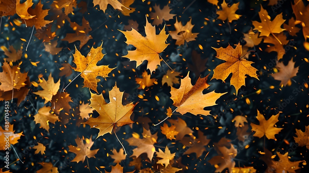 Autumn Leaves on Yellow Background Autumn Leaves on Yellow Background