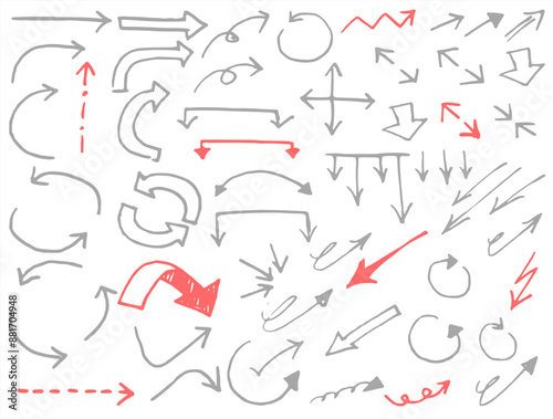 Various arrows ink bleeding hand drawn by fountain pens