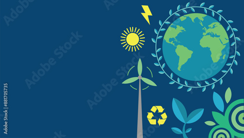 environmentally friendly concept vector banner design. renewable energy. recycling clean energy. protect and save our planet. World environment and sustainable development concept. ecology technology.