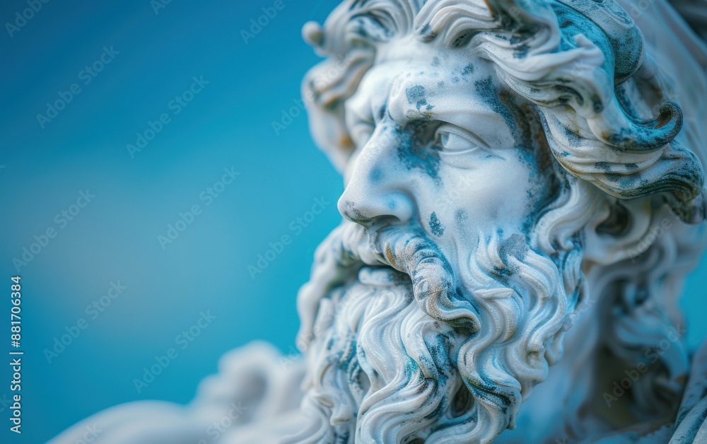 A statue of a bearded man with a beard and a beard. The statue is white and blue A statue of a bearded man with a beard and a beard. The statue is white and blue