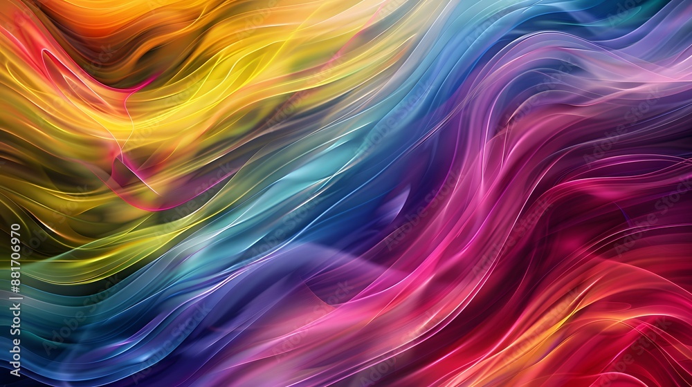 This abstract image showcases a vibrant combination of wavy lines in a spectrum of colors, creating a dynamic and fluid visual texture that's perfect for a variety of design projects. This abstract image showcases a vibrant combination of wavy lines in a spectrum of colors, creating a dynamic and fluid visual texture that's perfect for a variety of design projects.