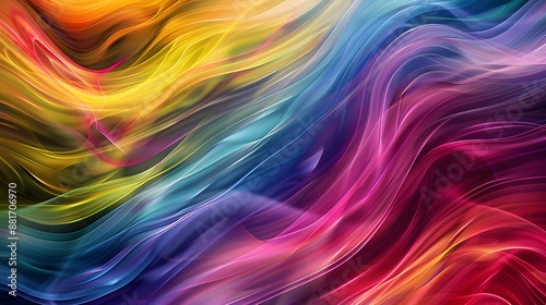 This abstract image showcases a vibrant combination of wavy lines in a spectrum of colors, creating a dynamic and fluid visual texture that's perfect for a variety of design projects. 