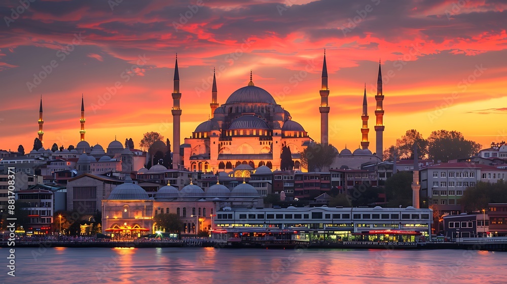 Fototapeta premium Mosque at Sunset in Istanbul