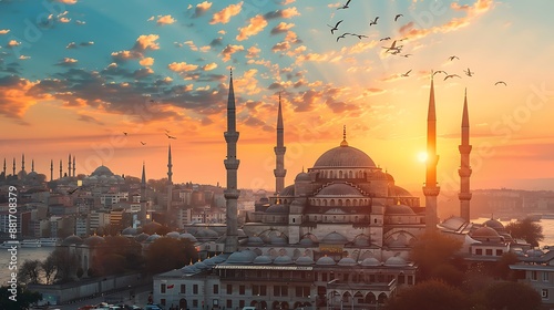 Mosque at Sunset in Istanbul