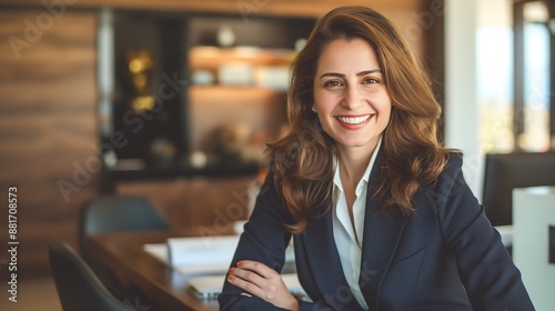 Corporate Businesswoman Executive Smiling Confidently, Professional Portrait