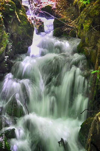 Water stream flowing into the forest in Yedi Goller (Seven Lakes) National Park, Bolu, Turkey photo