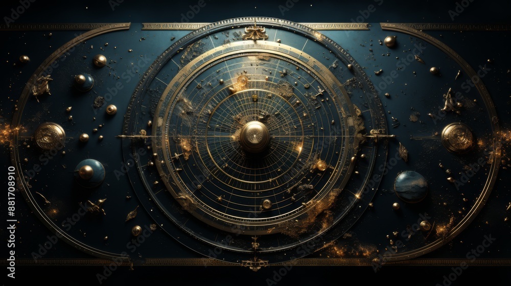 Obraz premium Ornate Compass with Celestial Motifs