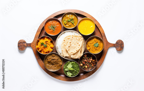  Indian thali on a white background