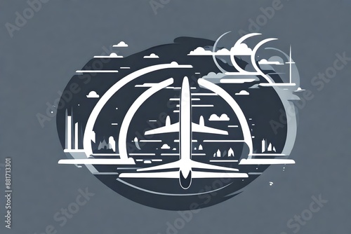 Simple symbol of location or place and aircraft Image graphic icon logo design abstract concept vector stock. Can be used as symbol related to travel or vacation photo