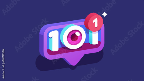  3D One million views social media notification icon. Eye symbol. Social media concept. Trendy and modern vector in 3d style