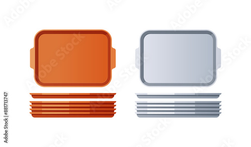 Blank food tray vector isolated on white background.