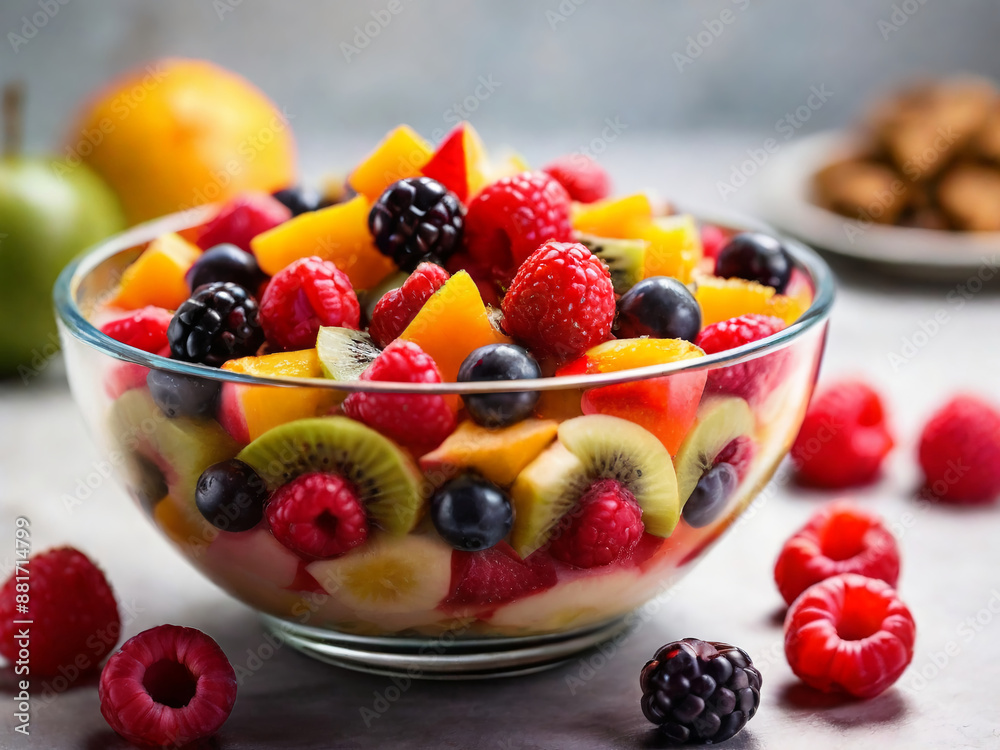 saucer with fresh fruit salad. AI generated saucer with fresh fruit salad. AI generated