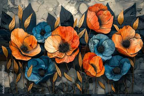 Wallpaper Mural パネルの壁アート、壁の装飾、花のデザインの大理石の背景 Torontodigital.ca