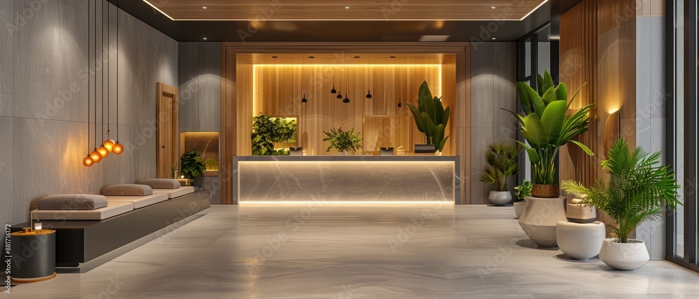 custom made wallpaper toronto digitalWellness center interior at hotel with reception area