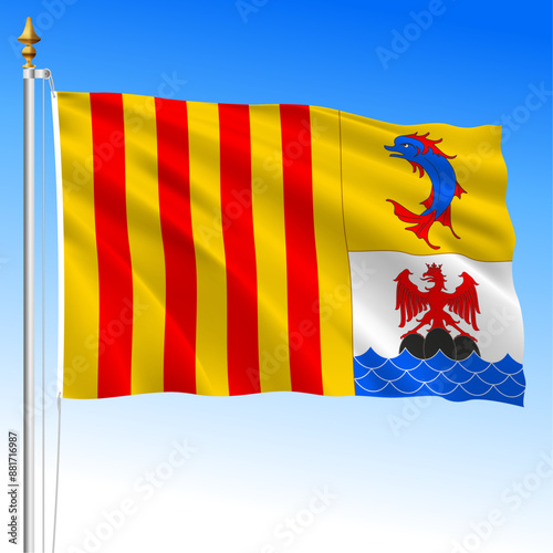 PACA - Provence-Alpes-Cote d'Azur regional waving flag, France, European Union, vector illustration