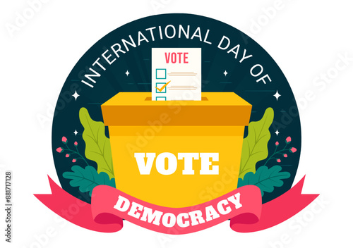 International Day of Democracy Vector Illustration on September 15 with Hands Holding Voting Papers for Resolution in a Flat Cartoon Style Background