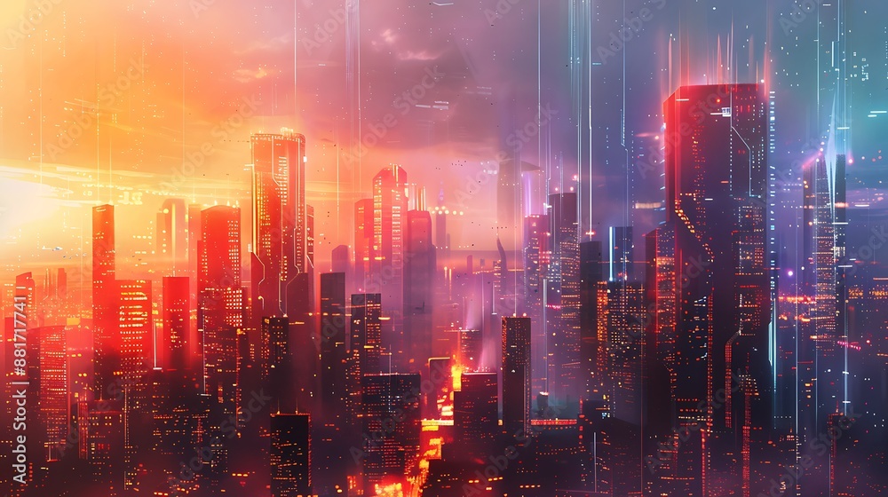 Cyberpunk Cityscape with Futuristic Interface Cyberpunk Cityscape with Futuristic Interface