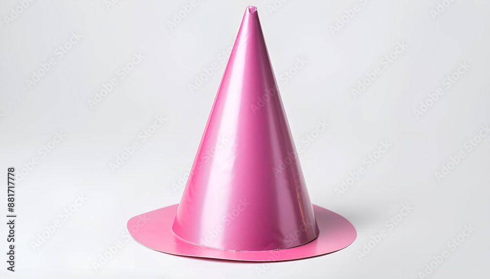 Fototapeta premium One pink party hat isolated on white