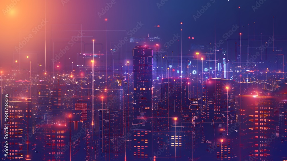 Cyberpunk Cityscape with Futuristic Interface Cyberpunk Cityscape with Futuristic Interface