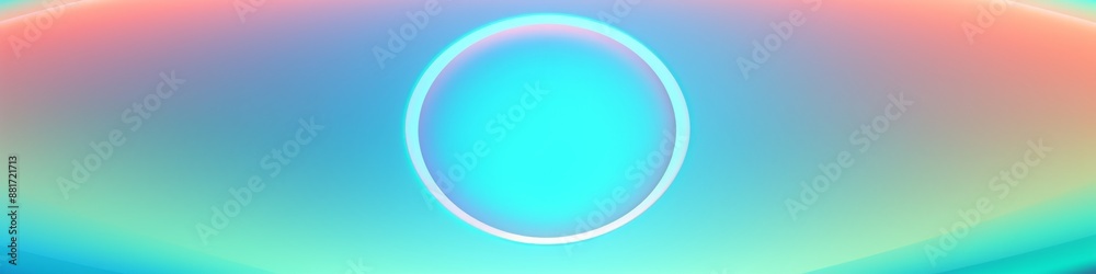 A white neon circle on a gradient blue and pink background
