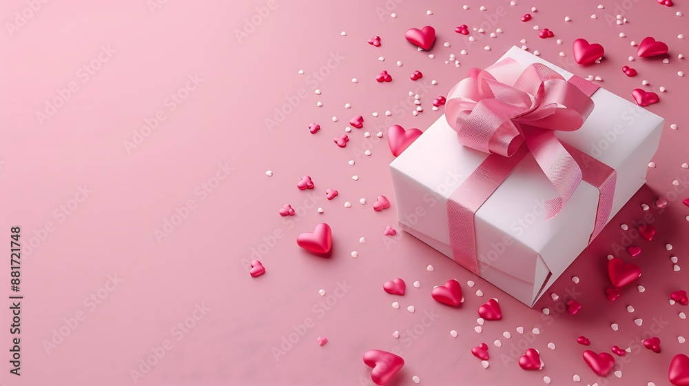 Gift Box with Red Ribbon and Hearts Gift Box with Red Ribbon and Hearts