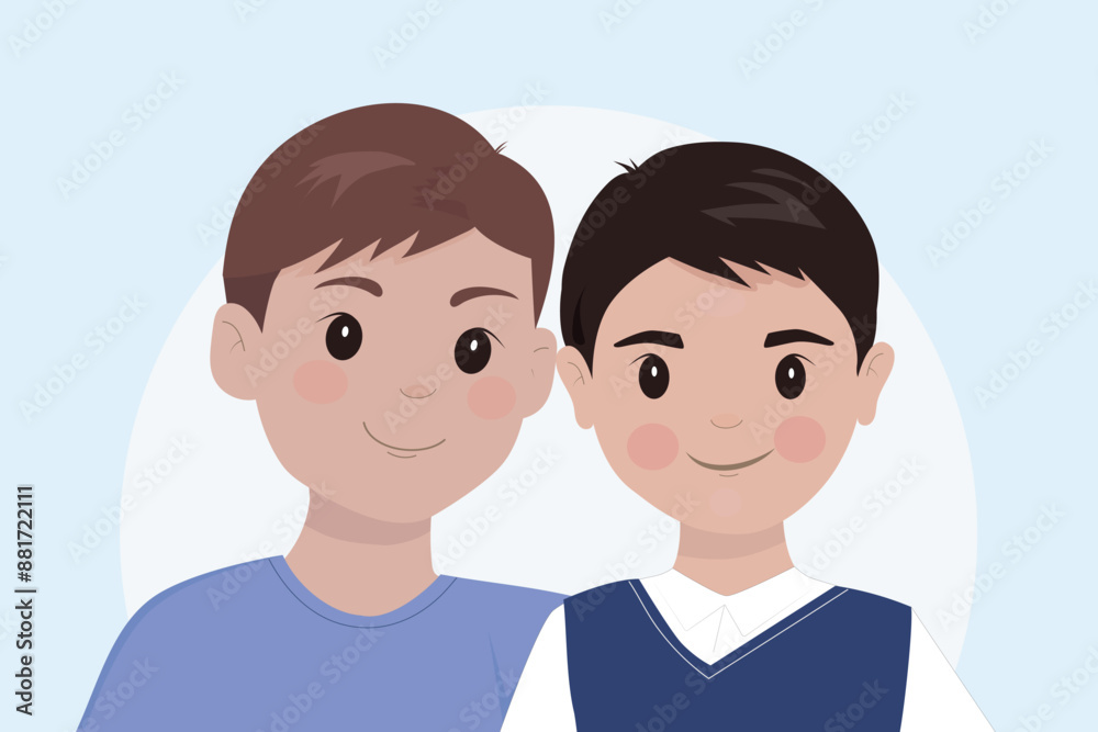 two boys standing together, strong friendship two boys standing together, strong friendship