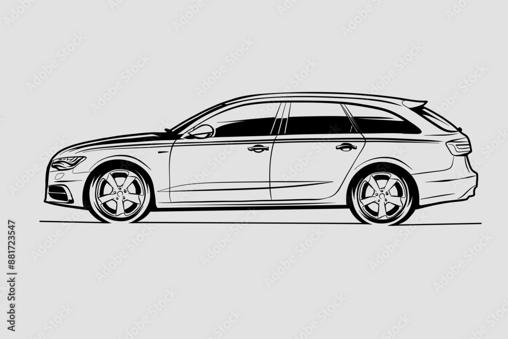 Fototapeta premium Hand drawn car outline vector image. Vehicle art.