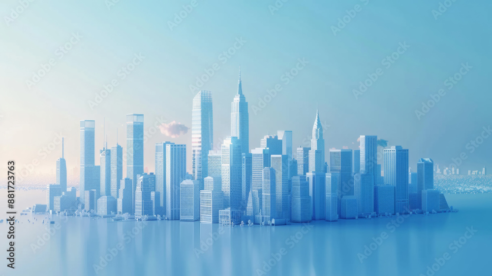 White gradient urban architectural silhouette, minimalist, blue background, banner design White gradient urban architectural silhouette, minimalist, blue background, banner design